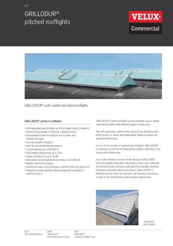Prospectus lanterneaux à un pan, deux pans et shed Grillodur