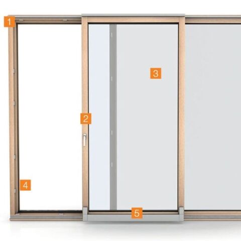 Parallelschiebetüren aus Holz und Holz/Aluminium
