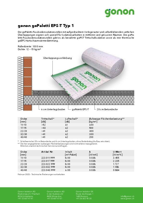 Prospekt gonon goPaletti EPS-T Typ 1