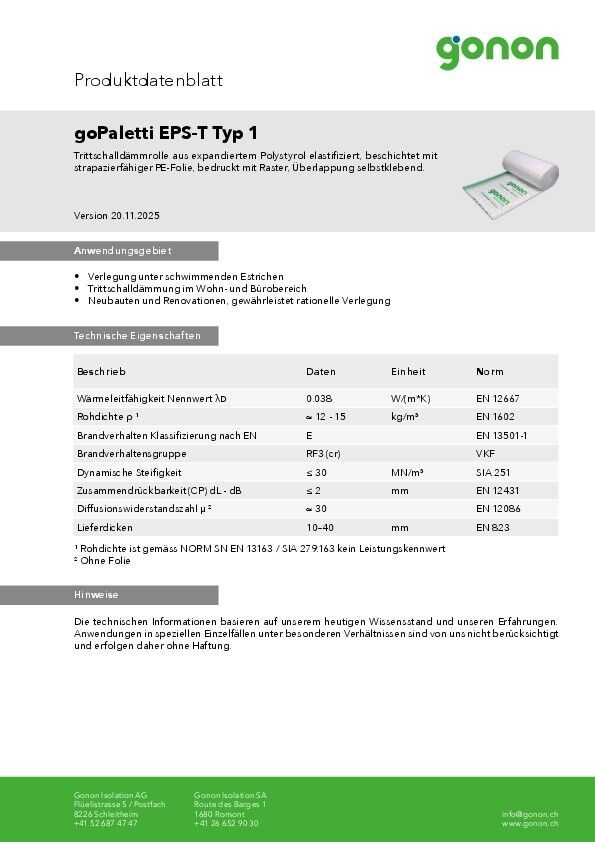 Produktdatenblatt goPaletti EPS-T Typ 1