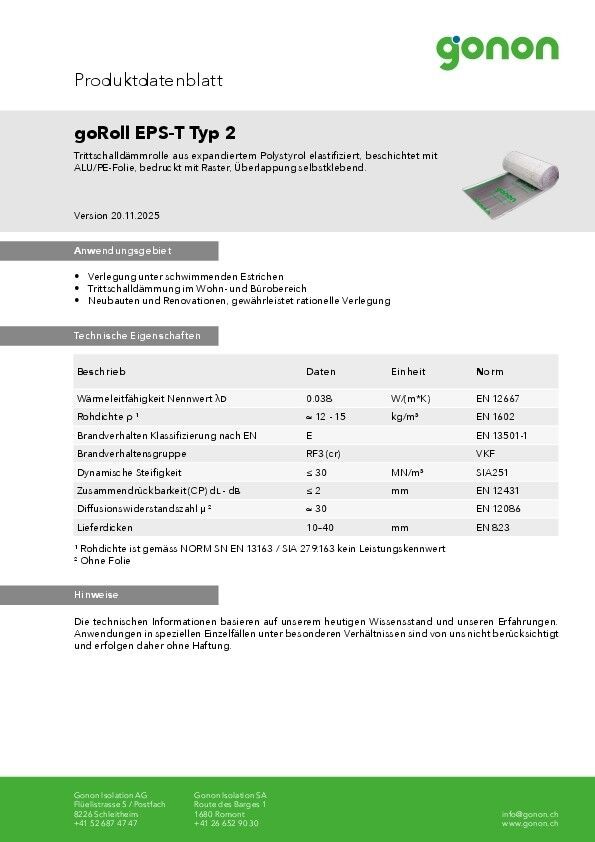 Produktdatenblatt goRoll EPS-T Typ 2