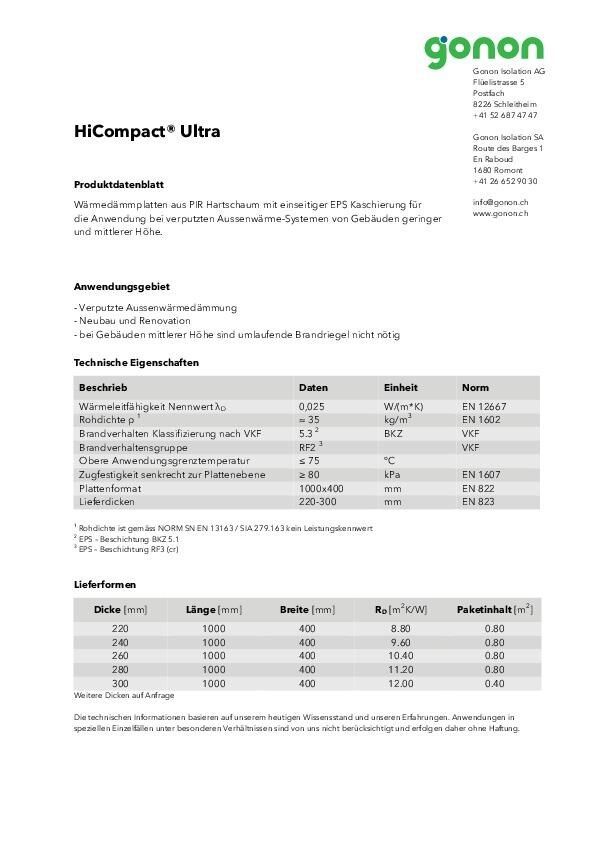 Produktdatenblatt HiCompact Ultra
