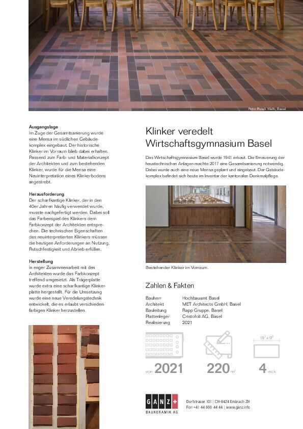 Datenblatt Wirtschaftsgymnasium Basel