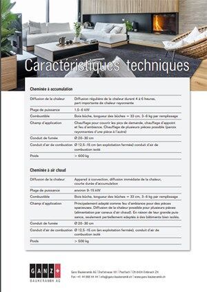 Caracteristiques techniques cheminées
