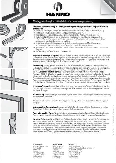Montageanleitung für Fugendichtbänder