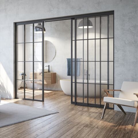 Portes de loft en acier et en verre