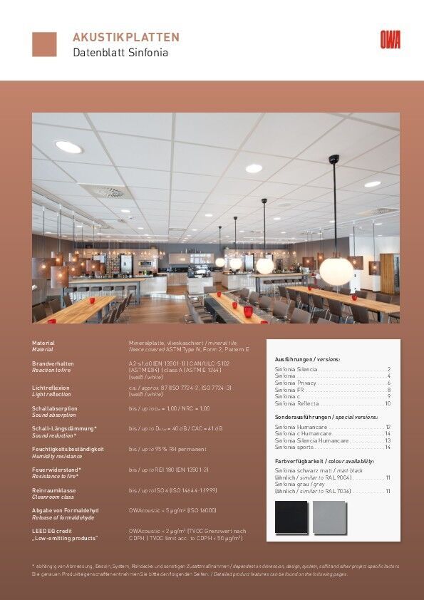 Datenblatt Sinfonia
