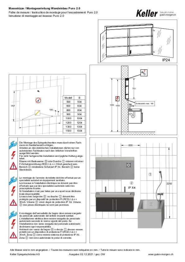 Instruction de montage pour l’encastrement Puro 2.0