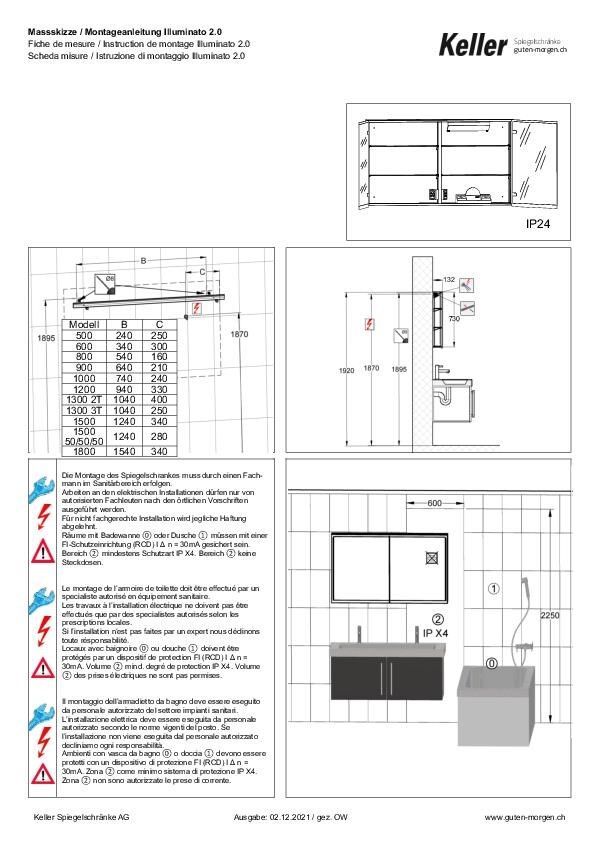 Fiche de mesure et instruction de montage Illuminato 2.0