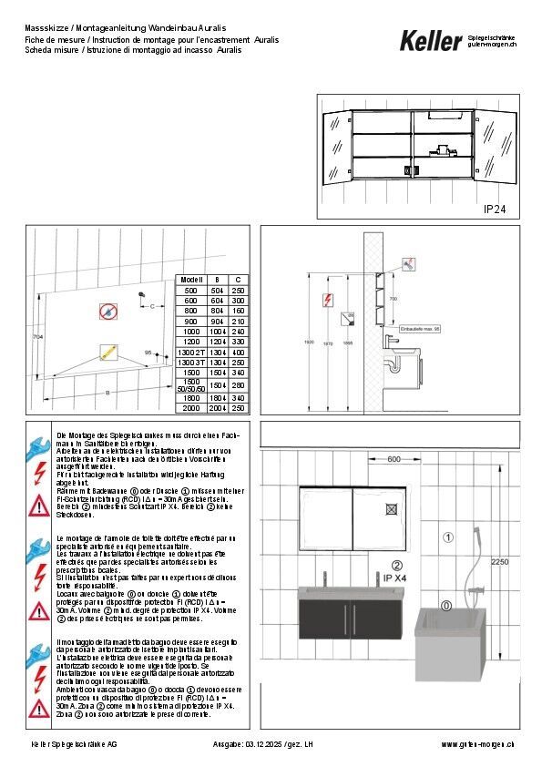 Instruction de montage pour l’encastrement Auralis