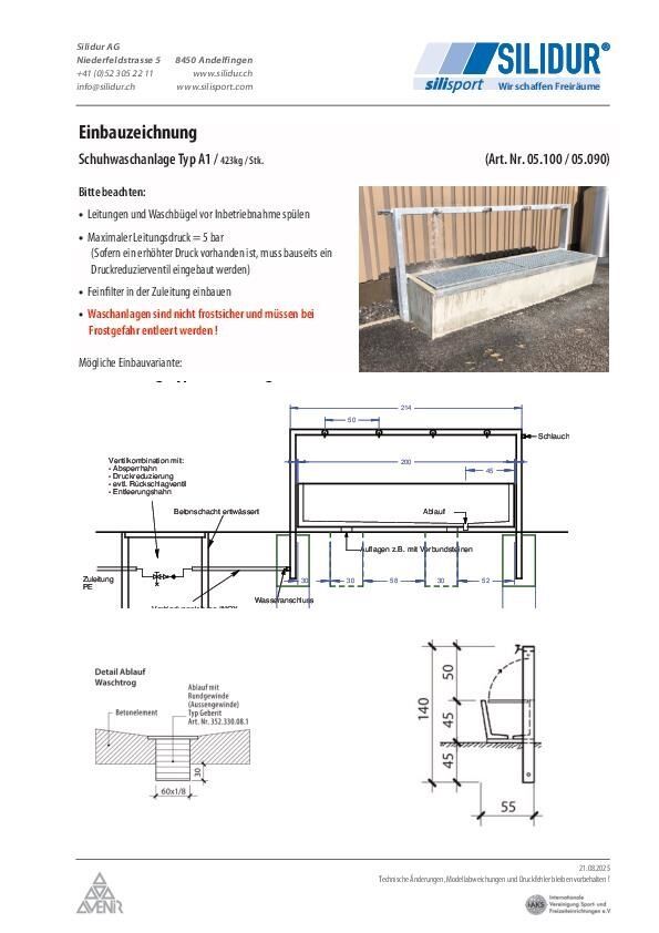 Technische Dokumentation Schuhwaschanlagen