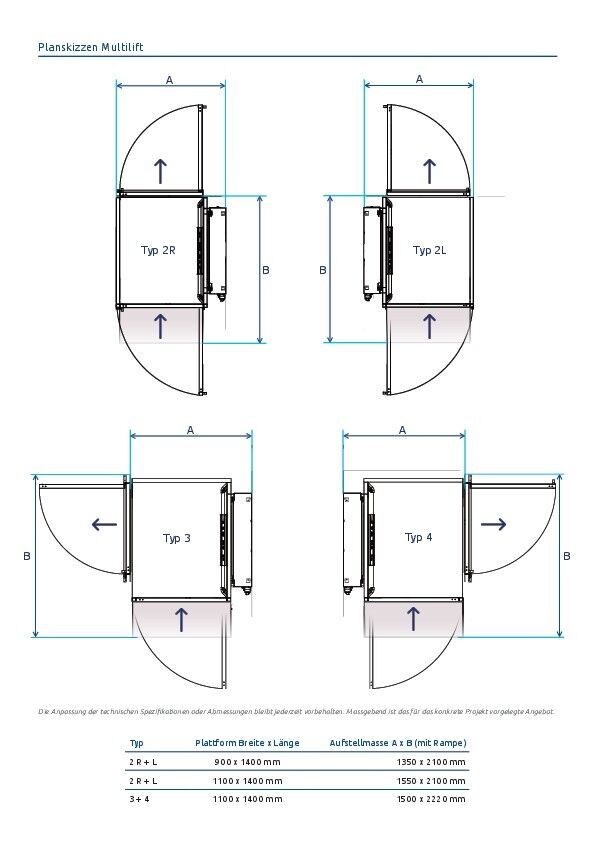 Multilift Zeichnungen und Planskizzen