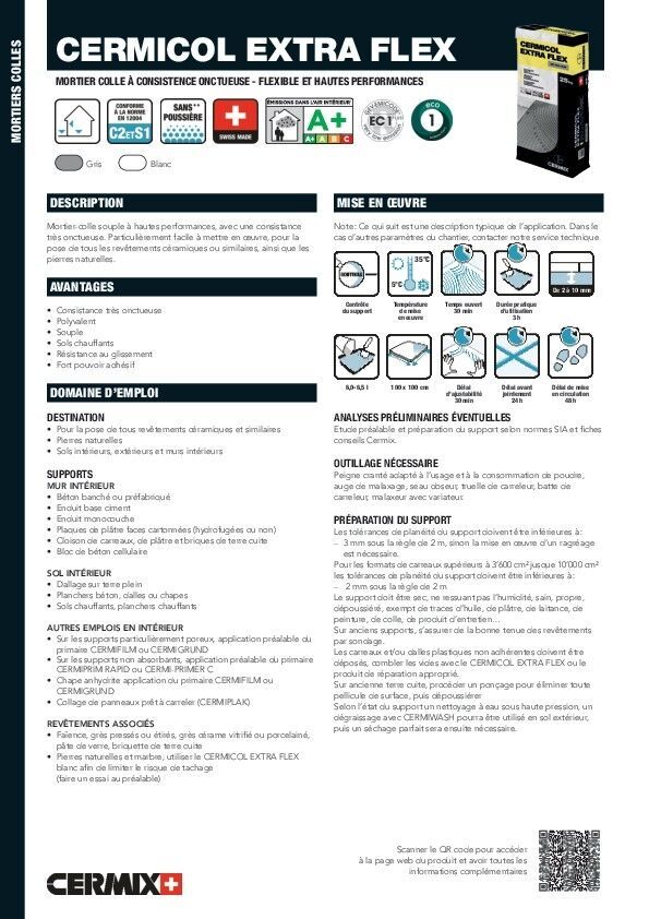 Mortier-colle CERMICOL-EXTRA-FLEX