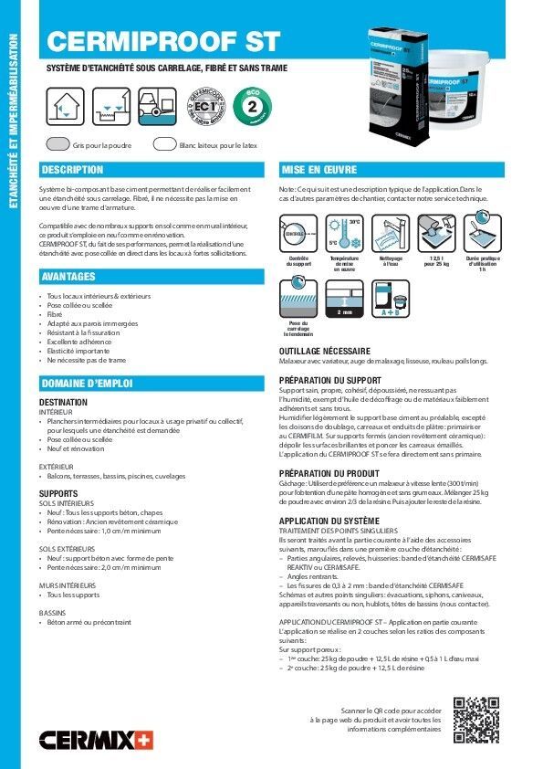 Système d'étanchéité Cermiproof ST