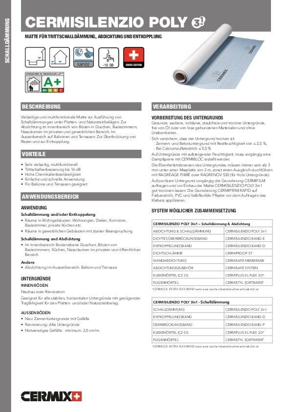 Cermisilencio Trittschalldammplatte Poly
