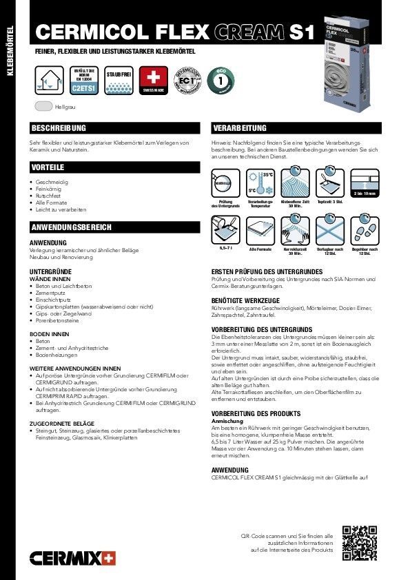 Klebemörtel CERMICOLE-FLEX-CREAM-S1
