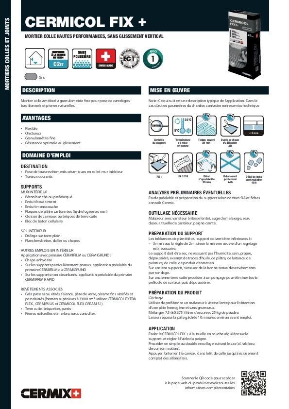 Mortier-colle CERMICOL-FIX