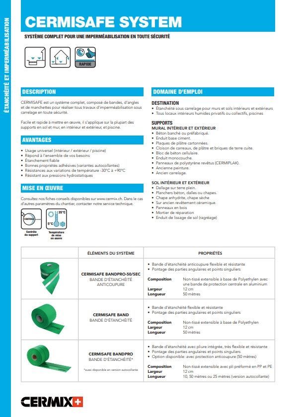 La fiche technique Cermisafe System